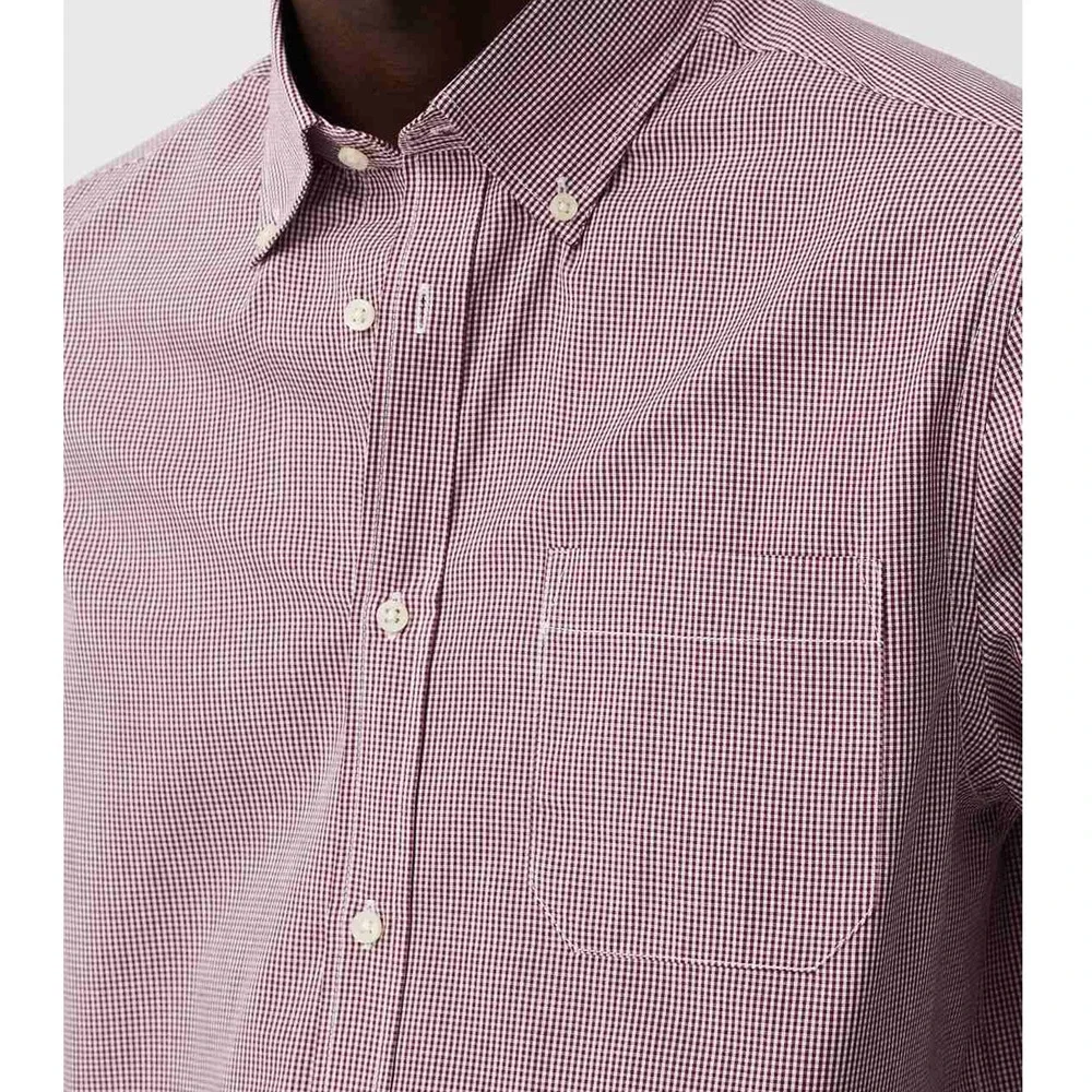 J. Crew Shirt Men XL Micro / Mini Red Gingham Check Long Sleeve Button down